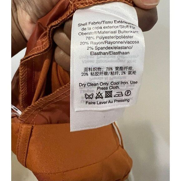 DKNY NWT Women Orange Flat Front Poly Rayon Trouser Pants Size 6 Small Fall Chic - Picture 12 of 12